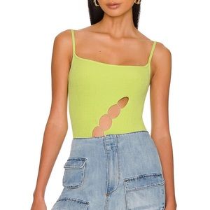 Camila Coelho Maia Knit Bodysuit in Lime Green